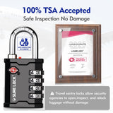 SURE LOCK TSA Accepted Heavy Duty Big Combination Luggage Padlock for Gun Cases, Transporting Equipment Cases in Trade Show, Music and Medical Industries (2, Black)