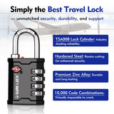 SURE LOCK TSA Accepted Heavy Duty Big Combination Luggage Padlock for Gun Cases, Transporting Equipment Cases in Trade Show, Music and Medical Industries (2, Black)