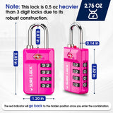 SURE LOCK TSA Approved 4 - Digit Luggage Lock, Resettable Combination, Red Dot Open - Alert (Resets Only with Code), Easy - Read Black/White Dials, Hardened Shackle, Zinc Alloy (Pink 1 Pack)