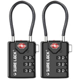 SURE LOCK TSA Compatible Travel Luggage Locks, Inspection Indicator, Easy Read Dials - 2 pack