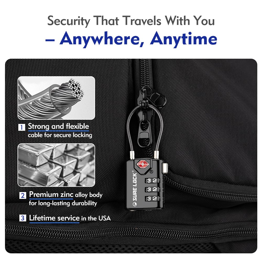 Decipher Luggage Code SURE LOCK TSA Compatible Travel Luggage Locks, Inspection Indicator ...