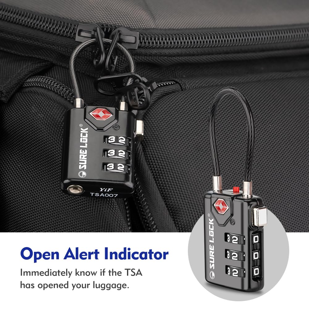 Decipher Luggage Code SURE LOCK TSA Compatible Travel Luggage Locks, Inspection Indicator ...