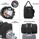 Suruid Sports Gym Duffel Bag with Shoes Compartment and Dry Wet Separated Pocket for Men and Women - Overnight Weekender Training Handbag Yoga Bag - Black