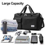 Suruid Sports Gym Duffel Bag with Shoes Compartment and Dry Wet Separated Pocket for Men and Women - Overnight Weekender Training Handbag Yoga Bag - Black