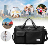 Suruid Sports Gym Duffel Bag with Shoes Compartment and Dry Wet Separated Pocket for Men and Women - Overnight Weekender Training Handbag Yoga Bag - Black