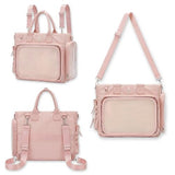SUSTRALO Large Ita Bag Crossbody Backpack with Insert, 4-Way Convertible Pin Display Backpack with Clear Window for Kawaii,Cosplay & Anime Convention (Pins Not Included),Pink