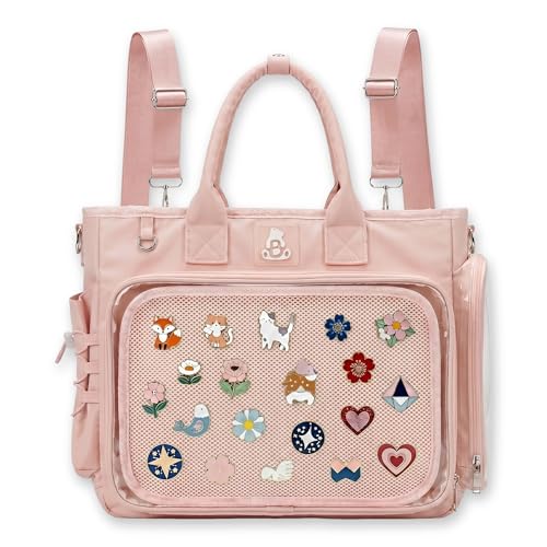 SUSTRALO Large Ita Bag Crossbody Backpack with Insert, 4-Way Convertible Pin Display Backpack with Clear Window for Kawaii,Cosplay & | Backpacks4Less