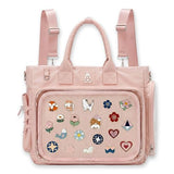 SUSTRALO Large Ita Bag Crossbody Backpack with Insert, 4-Way Convertible Pin Display Backpack with Clear Window for Kawaii,Cosplay & Anime Convention (Pins Not Included),Pink