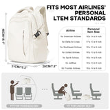 suwasp Large Travel Backpack for Women Men Mochila Airline Approved Carry On Personal Item Backpack Bag Frontier Airlines Personal Item Travel Bag Flight Approved Luggage Backpack - White