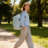 suwasp Vacuum Backpack Travel with Pump, Travel Backpack for Women Men, Vacuum Compression Bags with Laptop Compartment/Shoe Compartment, Personal Item Carry On Backpacks Flight Approved, Light Blue