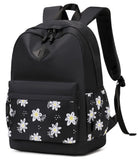 Swacort Black Backpack for School Teen Girls Backpacks Women Travel Laptop Back Pack Cute Floral Lightweight Todder Schoolbag Kids Bookbag Carry on Daypack