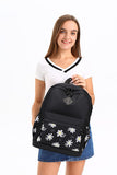 Swacort Black Backpack for School Teen Girls Backpacks Women Travel Laptop Back Pack Cute Floral Lightweight Todder Schoolbag Kids Bookbag Carry on Daypack