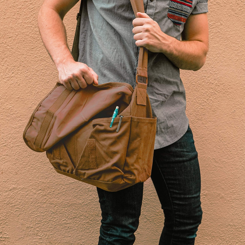 Sweetbriar Classic Vintage Messenger Bag - Original Heavyweight Cotton Canvas Shoulder Bag with Upgraded Features