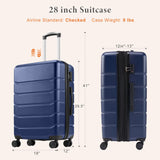 Sweetcrispy 29IN Carry on Luggage, Expandable Hard Shell ABS Suitcase with 360° Swivel Wheels, TSA Lock, Lightweight, Navy Blue