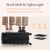 Sweetcrispy Carry on Suitcase Set, Luggage with Spinner Wheels, Hard Shell ABS, TSA Lock, Bronze Black, 3 - PCS Set (20/24/28 inch)