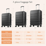 Sweetcrispy Carry on Suitcase Set, Luggage with Spinner Wheels, Hard Shell ABS, TSA Lock, Bronze Black, 3 - PCS Set (20/24/28 inch)