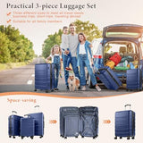 Sweetcrispy Carry on Suitcase Set, Luggage with Spinner Wheels, Hard Shell ABS, TSA Lock, Navy Blue, 3 - PCS Set (20/24/28 inch)