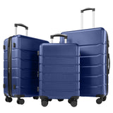 Sweetcrispy Carry on Suitcase Set, Luggage with Spinner Wheels, Hard Shell ABS, TSA Lock, Navy Blue, 3 - PCS Set (20/24/28 inch)