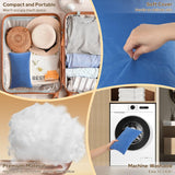 SweetSlubr Small Travel Pillows - 2 Pack, 7"x11" Mini Neck Pillow for Airplane & Long Flight, Machine Washable Headrest for Nap & Sleeping, Portable Soft Tiny Cushion for Lumbar, Knee, Ankle (Blue)