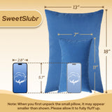 SweetSlubr Small Travel Pillows - 2 Pack, 7"x11" Mini Neck Pillow for Airplane & Long Flight, Machine Washable Headrest for Nap & Sleeping, Portable Soft Tiny Cushion for Lumbar, Knee, Ankle (Blue)