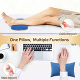 SweetSlubr Small Travel Pillows - 2 Pack, 7"x11" Mini Neck Pillow for Airplane & Long Flight, Machine Washable Headrest for Nap & Sleeping, Portable Soft Tiny Cushion for Lumbar, Knee, Ankle (Blue)