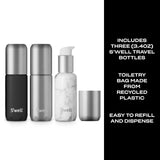 S'well 3.4oz Travel Bottle Set, Includes 3 Lightweight and Recyclable Aluminum Bottles, Leakproof Pumps For Shampoo, Conditioner, Body Wash, Lotions, Sanitizers, and More, TSA Carry On Approved