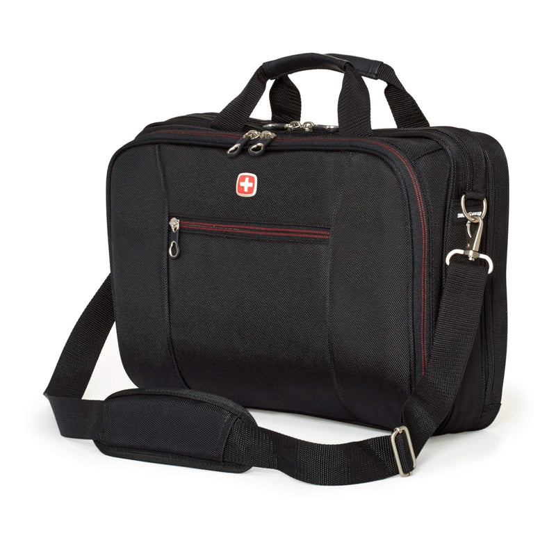 Swiss Gear 15.6" Laptop Case - Black, Unisex - Adults, Briefcase Style, Modern, 14L, 2 Compartments, 8 Pockets, Laptop Compatible