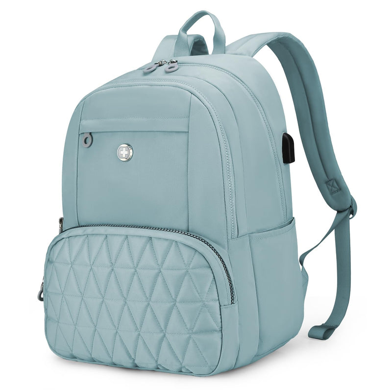 Swissdigital Design Backpack for Women, 15.6 inch Laptop College Teal Blue Medium Simple Modern Backpacks for School with USB Charging Port for Womens Girls | SD1711 - 14