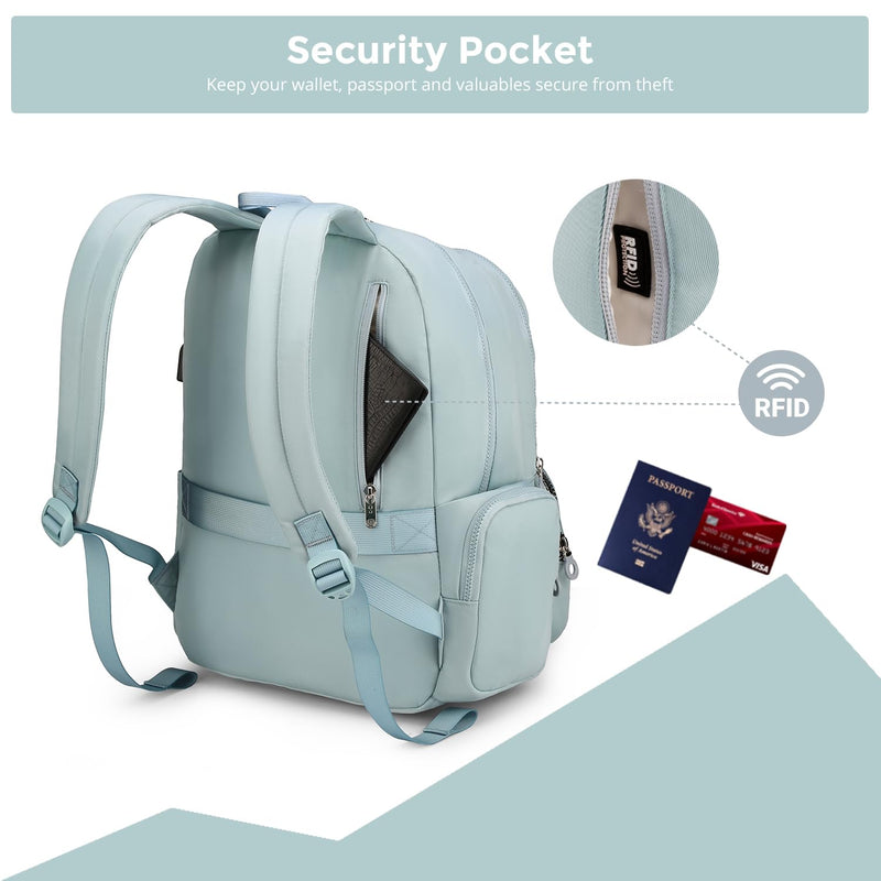 Swissdigital Design Backpack for Women, 15.6 inch Laptop College Teal Blue Medium Simple Modern Backpacks for School with USB Charging Port for Womens Girls | SD1711 - 14