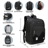 Swissdigital Design Big Student Laptop Backpack with Fun Personalized Patches For College Boy & Girl, Middle High School Teen Bookbag Cool Travel Daypack Black - Includes 3 Patches | SD1718 - 01