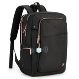 Swissdigital Design Business Backpack For Women with Rose Gold-Tone Zippers College Travel Laptop Backpack with Apple Find My Network,Fits 15.6 inch Laptop,Black-Finder Color Random | SD1006FB0-01