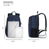 Swissdigital Design College 17 inch Laptop Backpack, Slim Business Travel Laptop Backpack With USB Charging Port For Women & Men Laptop Dark Blue (BIBERSTEIN SD1636 - 12)