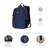 Swissdigital Design College 17 inch Laptop Backpack, Slim Business Travel Laptop Backpack With USB Charging Port For Women & Men Laptop Dark Blue (BIBERSTEIN SD1636 - 12)