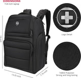 Swissdigital Design Fits 15.6 inch Large Laptop Backpack for Men and Women, Computer Bag with USB Charging Port and Vibrating Massager for Business/Travel/Commute Daily, Black | SD1002M - 01