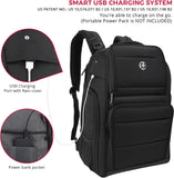 Swissdigital Design Fits 15.6 inch Large Laptop Backpack for Men and Women, Computer Bag with USB Charging Port and Vibrating Massager for Business/Travel/Commute Daily, Black | SD1002M - 01