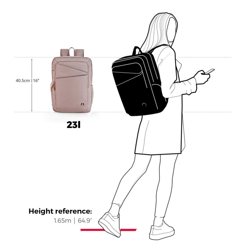 Swissdigital Design Laptop Backpack for Women,College Bookbags with USB Charging Port,Cute Computer Backpacks for Work Business,Pink | SD1006F - 82