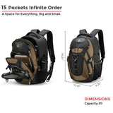 Swissdigital Design Laptop Backpack, Travel Backpack with USB Charging Port Fits 15.6 inches Computer, 31L College School Bookbag for Men,Tan/Black | SD803 - 34
