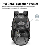 Swissdigital Design Laptop Backpack with USB Charging Port, Travel Backpack Fits 15.6 inches Computer, 31L College School Backpack for Men, Black/Grey | SD803 - 02