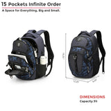 Swissdigital Design Laptop Backpack with USB Charging Port, Travel Backpack Fits 15.6 inches Computer, 31L College School Backpack for Men, Blue Camo | SD803 - 92