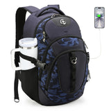 Swissdigital Design Laptop Backpack with USB Charging Port, Travel Backpack Fits 15.6 inches Computer, 31L College School Backpack for Men, Blue Camo | SD803 - 92