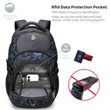 Swissdigital Design Laptop Backpack with USB Charging Port, Travel Backpack Fits 15.6 inches Computer, 31L College School Backpack for Men, Blue Camo | SD803 - 92