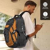 Swissdigital Design Laptop Backpack with USB Charging Port, Travel Backpack Fits 15.6 inches Computer, 31L College School Backpack for Men, Orange/Black | SD803 - 66