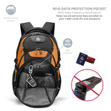 Swissdigital Design Laptop Backpack with USB Charging Port, Travel Backpack Fits 15.6 inches Computer, 31L College School Backpack for Men, Orange/Black | SD803 - 66