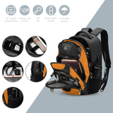 Swissdigital Design Laptop Backpack with USB Charging Port, Travel Backpack Fits 15.6 inches Computer, 31L College School Backpack for Men, Orange/Black | SD803 - 66