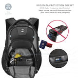Swissdigital Design Men's 17 Inch Laptop Backpack with Apple Find My Network and USB Charging Port, Large Capacity Business Travel Backpack for College and Business Black | SD1643FB - 01