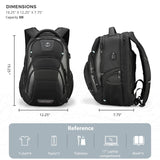 Swissdigital Design Men's 17 Inch Laptop Backpack with Apple Find My Network and USB Charging Port, Large Capacity Business Travel Backpack for College and Business Black | SD1643FB - 01