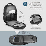 Swissdigital Design Men's 17 Inch Laptop Backpack with Apple Find My Network and USB Charging Port, Large Capacity Business Travel Backpack for College and Business Black | SD1643FB - 01