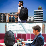 Swissdigital Design Men's Laptop Backpack for College and Business Travel with Integrated USB Charging Port and RFID Protection Fits Laptops up to 15.6 in, Black | J14 - BR