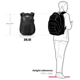 Swissdigital Design Men's Laptop Backpack for College and Business Travel with Integrated USB Charging Port and RFID Protection Fits Laptops up to 15.6 in, Black | J14 - BR