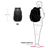 Swissdigital Design Tech Backpack for Men, Compact Organized, TSA Friendly with Apple Find My Network, USB Charging RFID Protection for College and Business, Fits 17" Laptops, Black | SD1644FB - 01